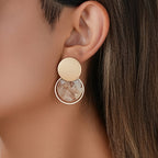 Bohemian Multicolour Geometric Resin Disc Drop Earrings