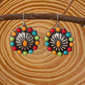 Vintage Sunburst Multi-Stone Statement Earrings