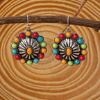 Vintage Sunburst Multi-Stone Statement Earrings