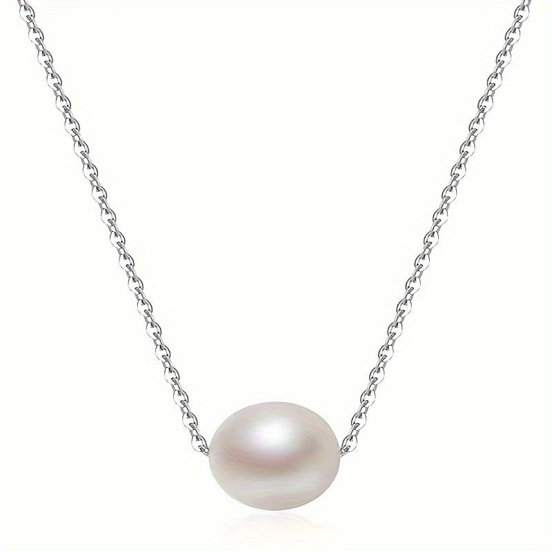 Witgoudkleurige ketting met witte imitatieparel als hanger