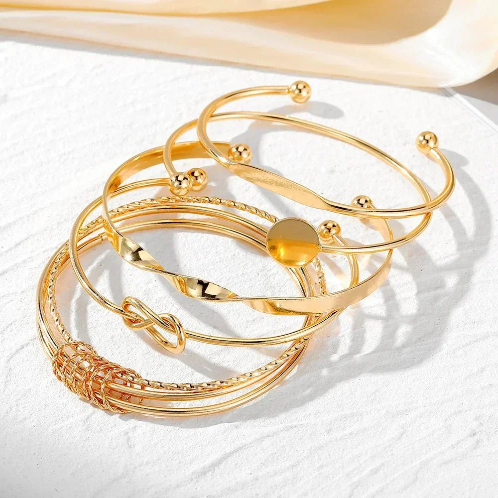 Five-Piece Twisted Bangle Bracelet Stack