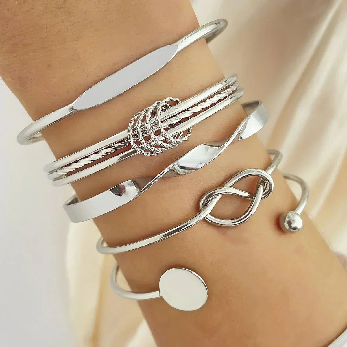 Five-Piece Twisted Bangle Bracelet Stack