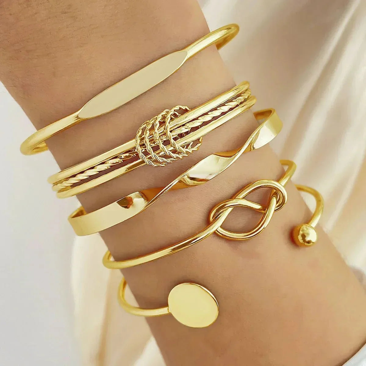 Five-Piece Twisted Bangle Bracelet Stack
