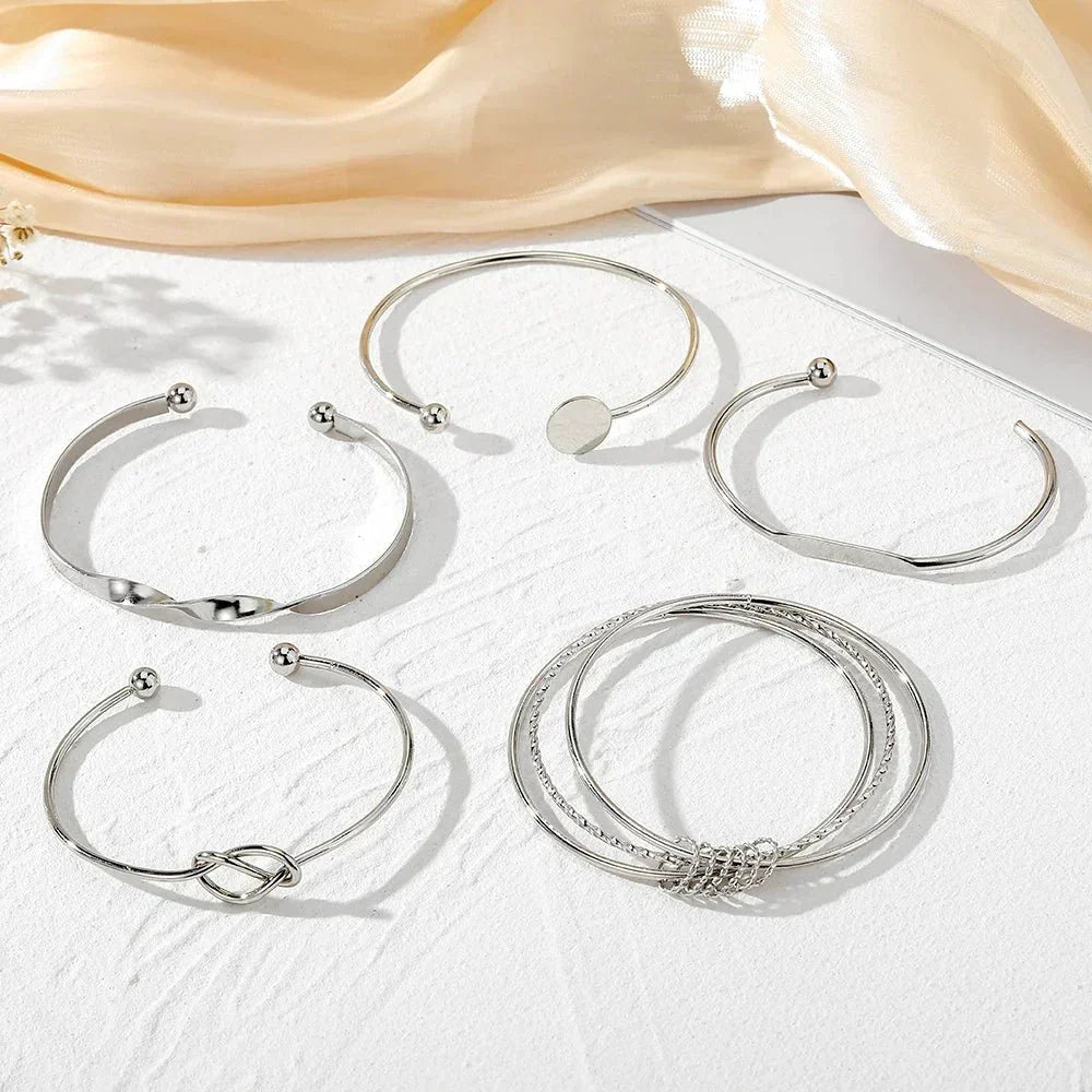 Five-Piece Twisted Bangle Bracelet Stack