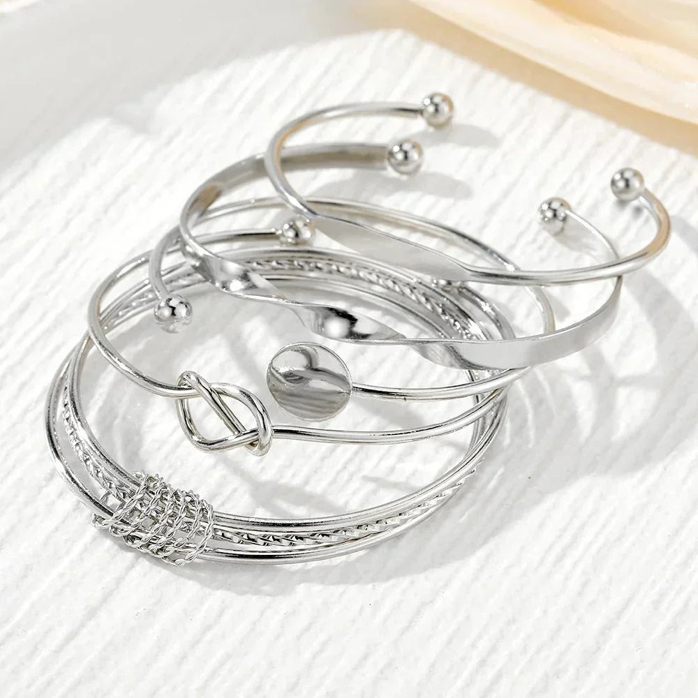 Five-Piece Twisted Bangle Bracelet Stack