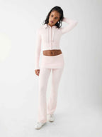 Soft Knit Two-Piece Set with Relaxed Top and Matching Trousers