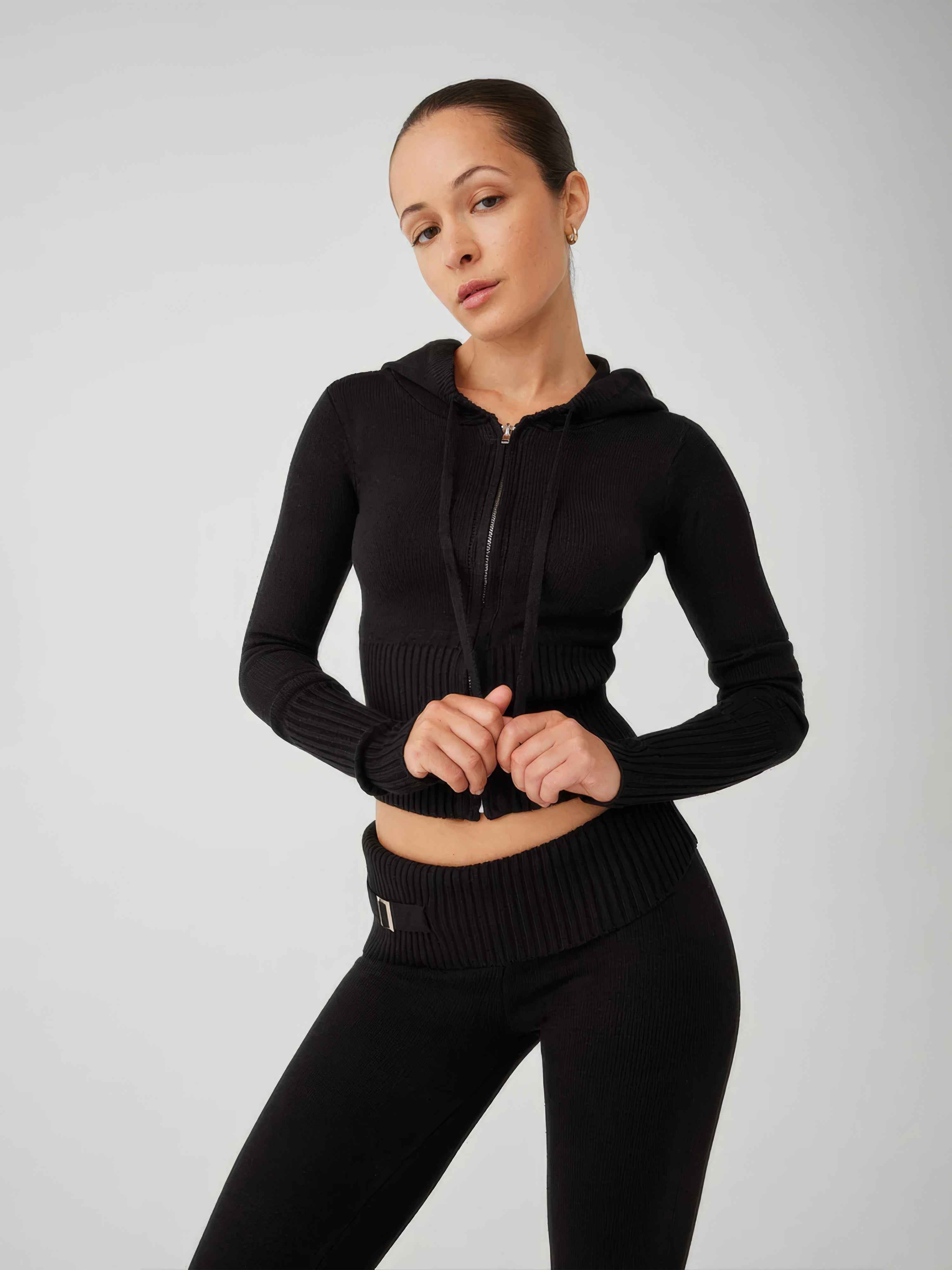 Soft Knit Two-Piece Set with Relaxed Top and Matching Trousers