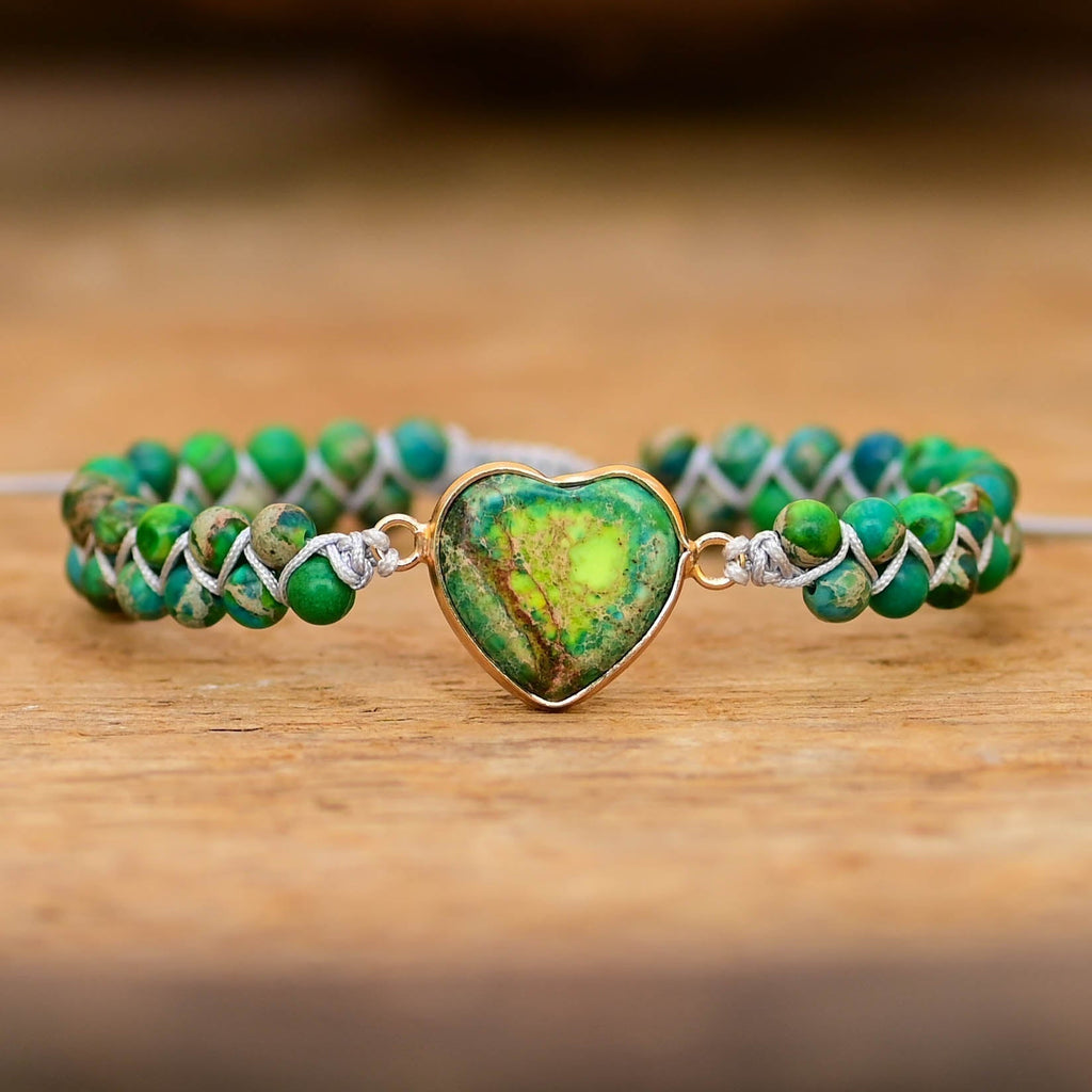 Jaspis kralenarmband met verstelbare trekkoordsluiting