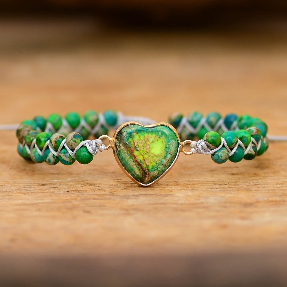 Jaspis kralenarmband met verstelbare trekkoordsluiting