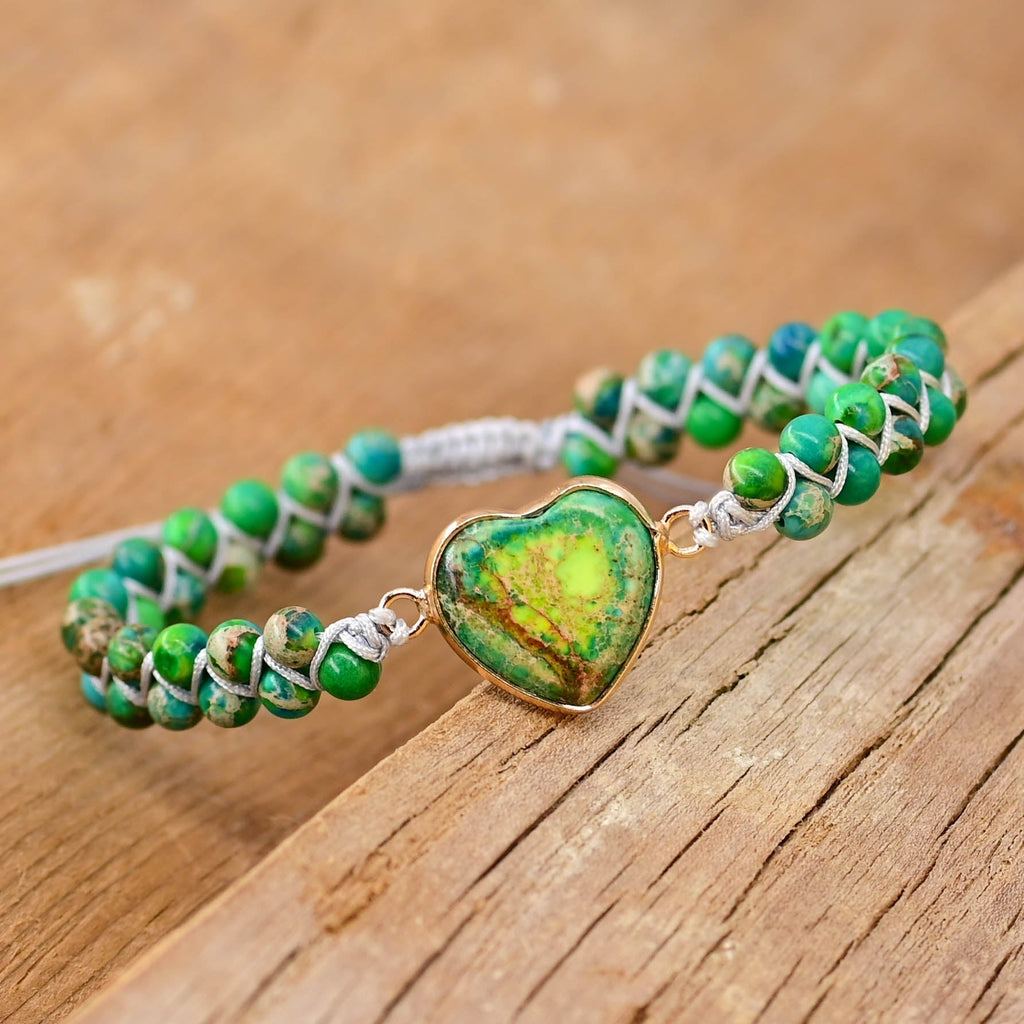Jaspis kralenarmband met verstelbare trekkoordsluiting