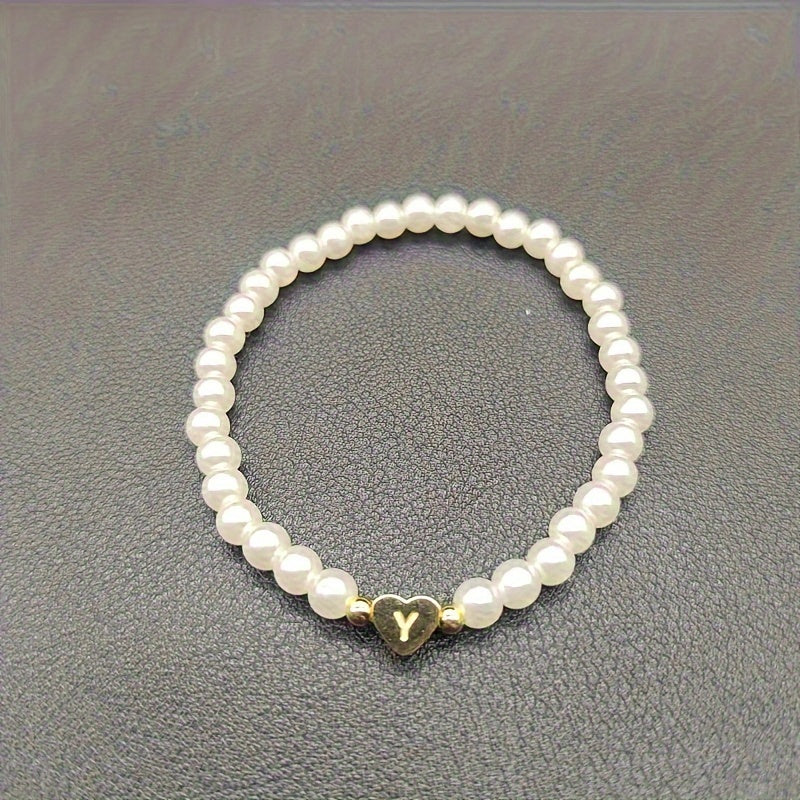 Armband met hart en initiaal van A tot Z