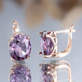 Boho Purple Cubic Zirconia Drop Earrings