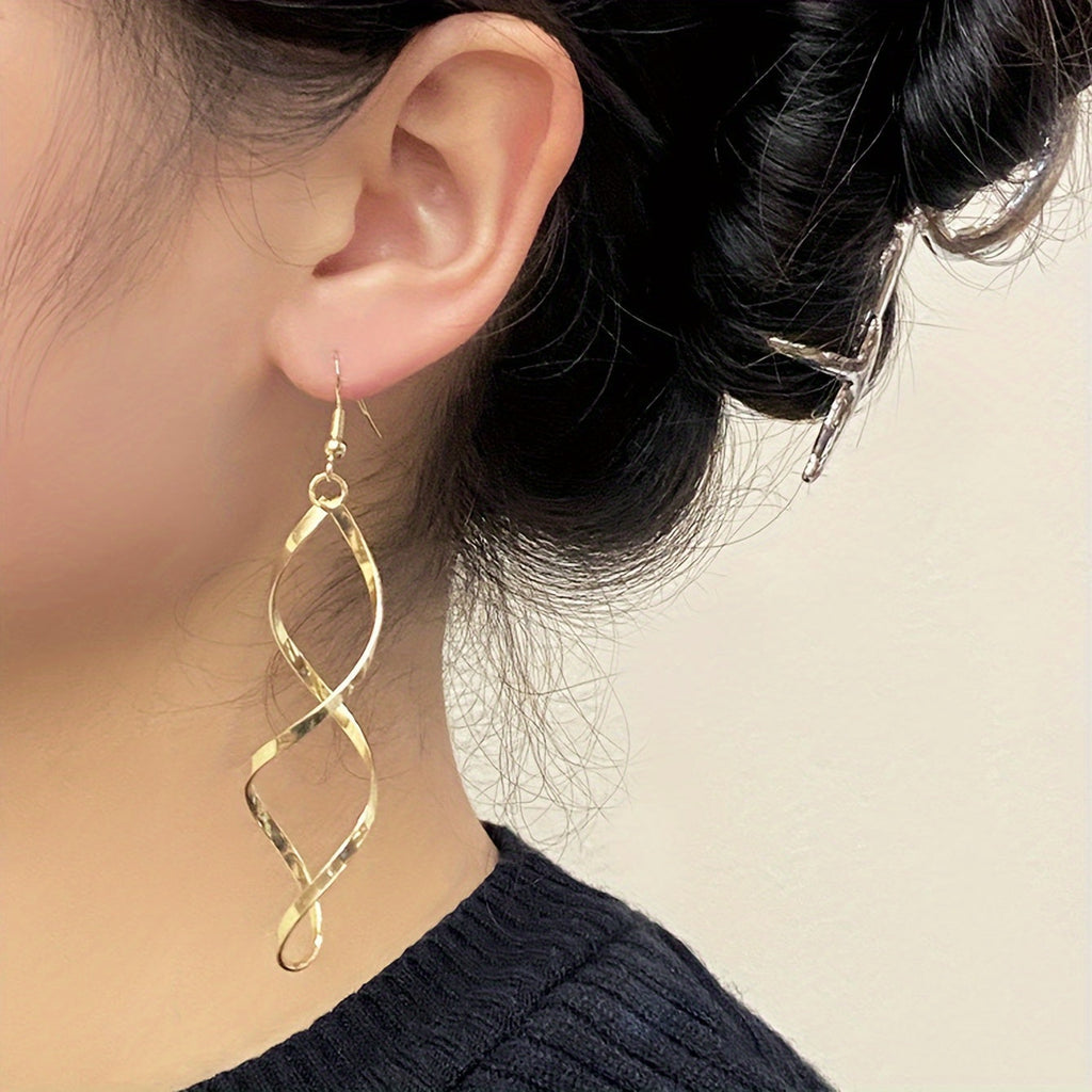 Spiral Curved Wave Earrings