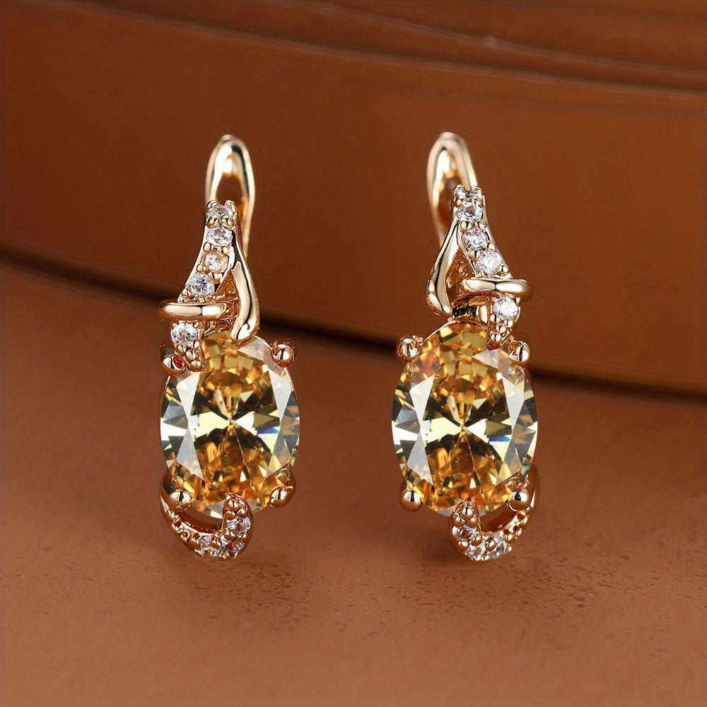 Round and Oval-Cut Stone Drop Earrings