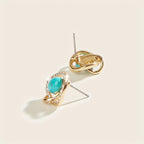 Vintage Bohemian Twist Turquoise Rhinestone Stud Earrings