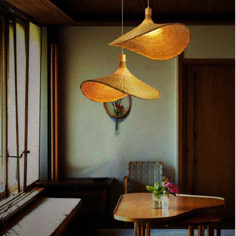 Large Bamboo Pendant Light – Handcrafted Woven Ceiling Lamp for Restaurant & Living Room