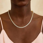 Tennis Necklace in Two Metal Tones