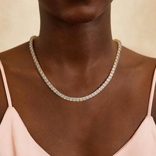 Tennis Necklace in Two Metal Tones