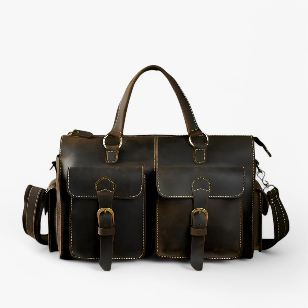 Men's Genuine Vintage Leather Briefcase for Work and Travel