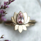 Vintage Pink Zirconia Lotus Flower Ring Set