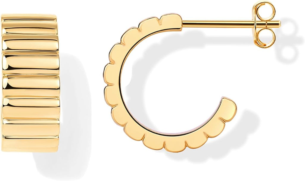 Ridged Earrings in Gold Tone
