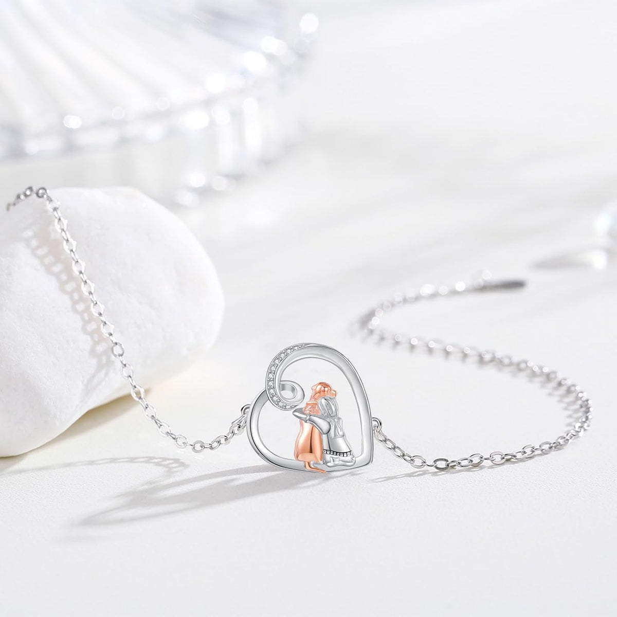 Adjustable Puppy Charm Bracelet with Optional Heart