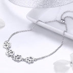 Adjustable 925 Sterling Paw Print Charm Bracelet