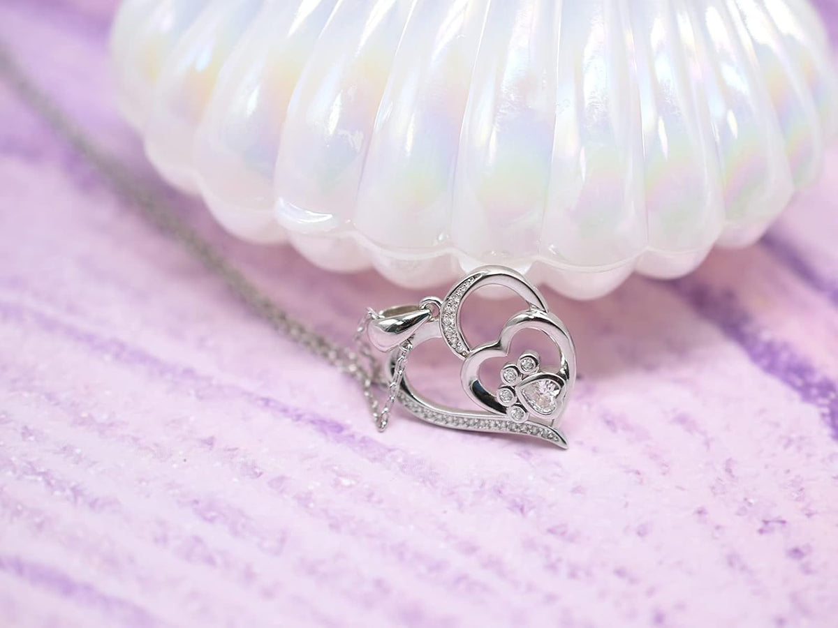 Sterling zilveren ketting met pootje, hart en zirkonia