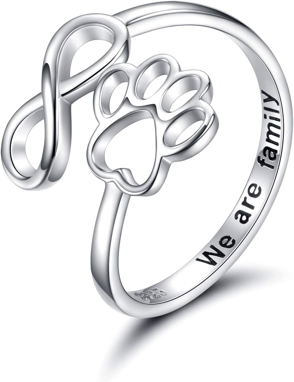 Verstelbare ring met pootje en hart