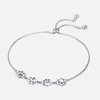 Adjustable 925 Sterling Paw Print Charm Bracelet