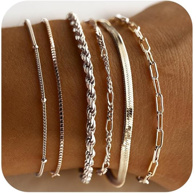 Fine Chain Bracelet Stack Set