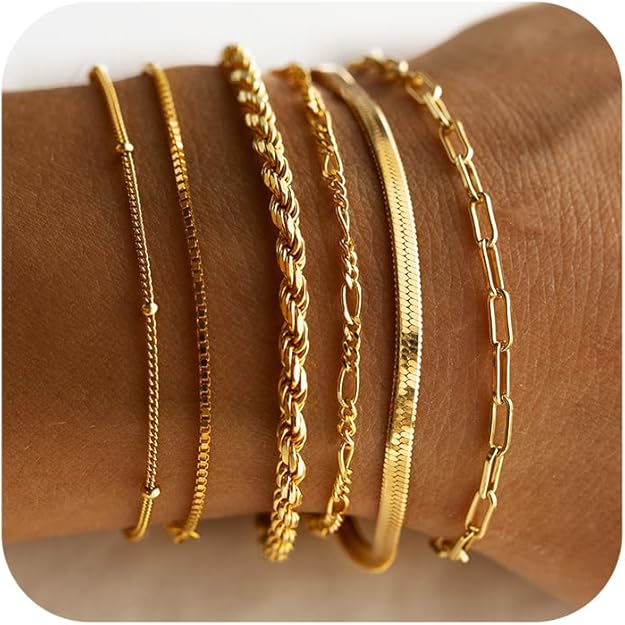 Fine Chain Bracelet Stack Set