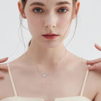 Sterling Silver Paw Print Necklace with Heart Crystal Pendant