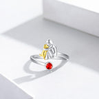 Adjustable Sterling Silver Dog and Girl Ring
