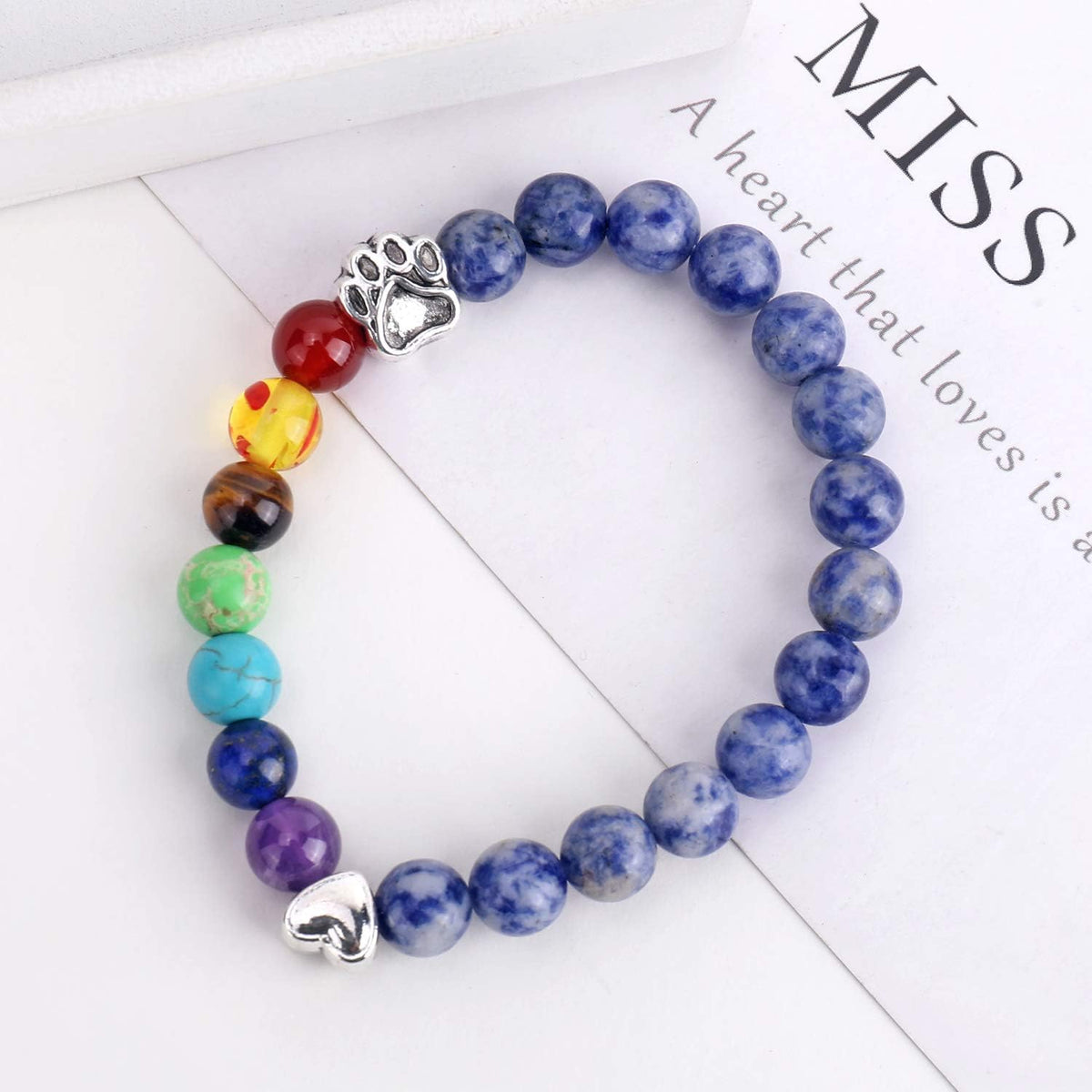 Rainbow Bridge Seven-Colour Bead Memorial Bracelet