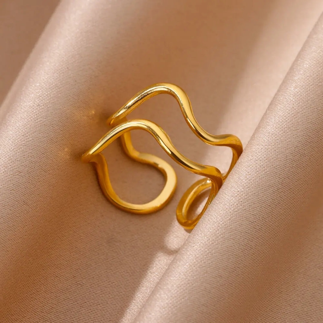 Adjustable Thin Irregular Gold-Tone Ring
