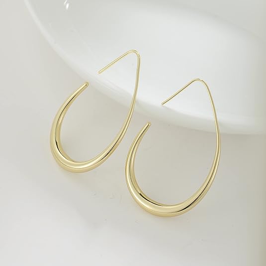 Open Gold-Tone Crescent Hoop Earrings
