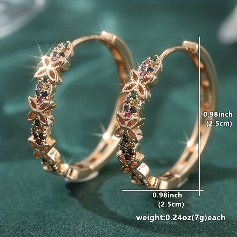 Bohemian Multicolour Zirconia Floral Butterfly Earrings