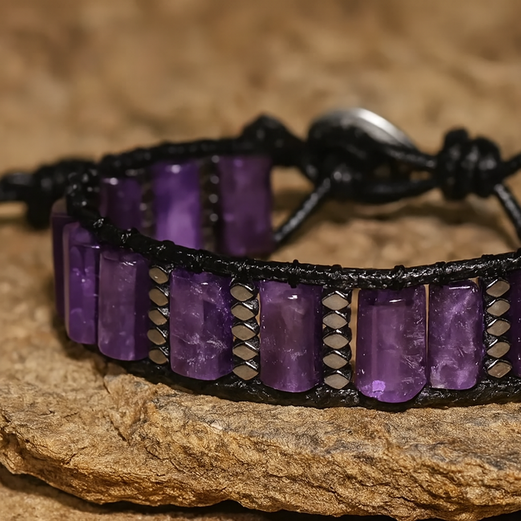 Amethyst Bracelet with Rectangular Stones