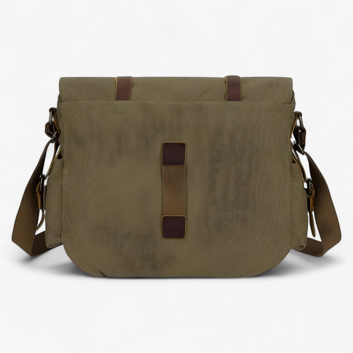 Vintage Military-Style Green Canvas Laptop Shoulder Bag