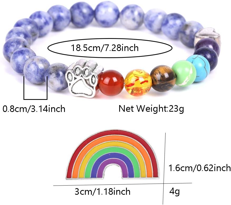 Rainbow Bridge Seven-Colour Bead Memorial Bracelet