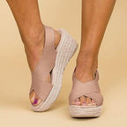 Cross Strap Wedge Sandals with Espadrille Sole
