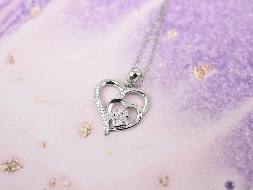 Sterling zilveren ketting met pootje, hart en zirkonia