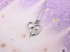 Sterling Silver Double Heart Paw Pendant with Zirconia
