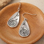Vintage Spiral Teardrop Sun Silver-Plated Earrings