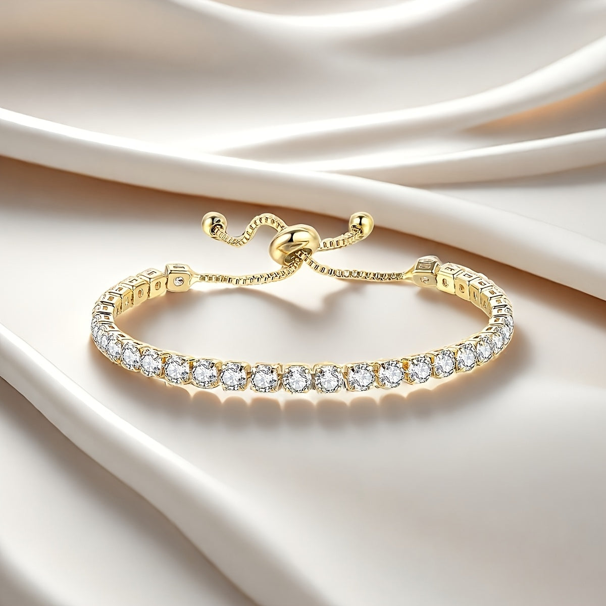 Adjustable Gold-Plated Zirconia Tennis Bracelet