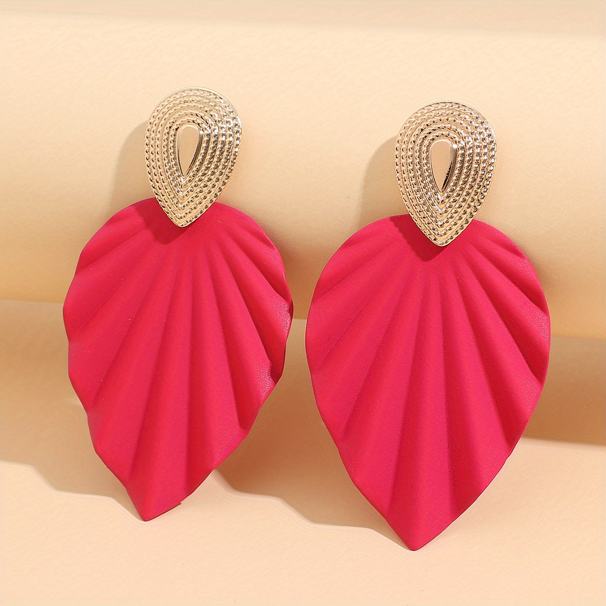 Vintage-Style Leaf Geometric Earrings