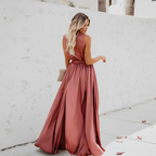 Sleeveless V-Neck Tie-Waist Wrap Maxi Dress
