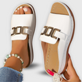 Faux Leather Open Toe Mules