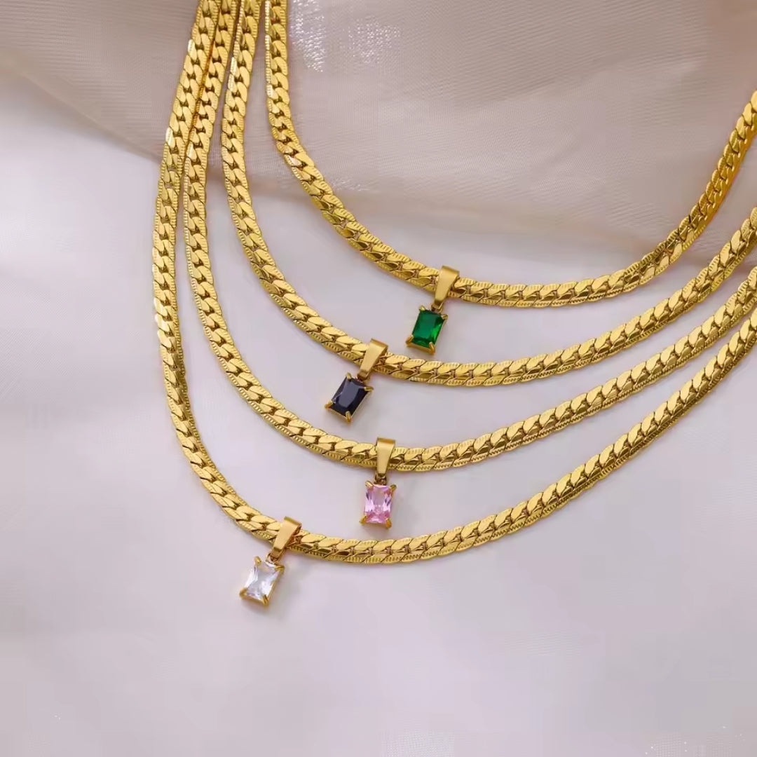 Gelaagde goudkleurige kristalketting